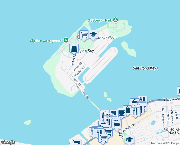 map of restaurants, bars, coffee shops, grocery stores, and more near 1209 Gilmore Drive in Key West