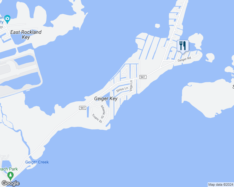 map of restaurants, bars, coffee shops, grocery stores, and more near 101 Sirius Lane in Key West