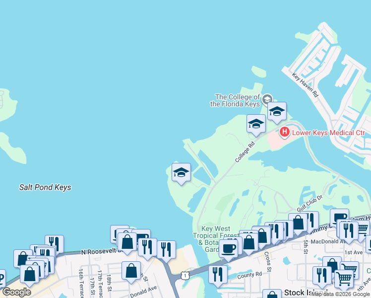 map of restaurants, bars, coffee shops, grocery stores, and more near in Key West