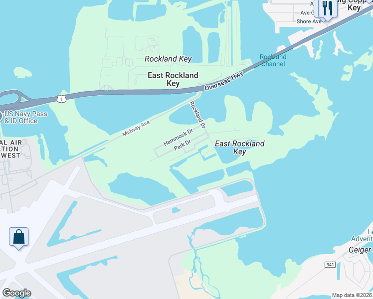 map of restaurants, bars, coffee shops, grocery stores, and more near 550 Park Drive in Naval Air Station Key West