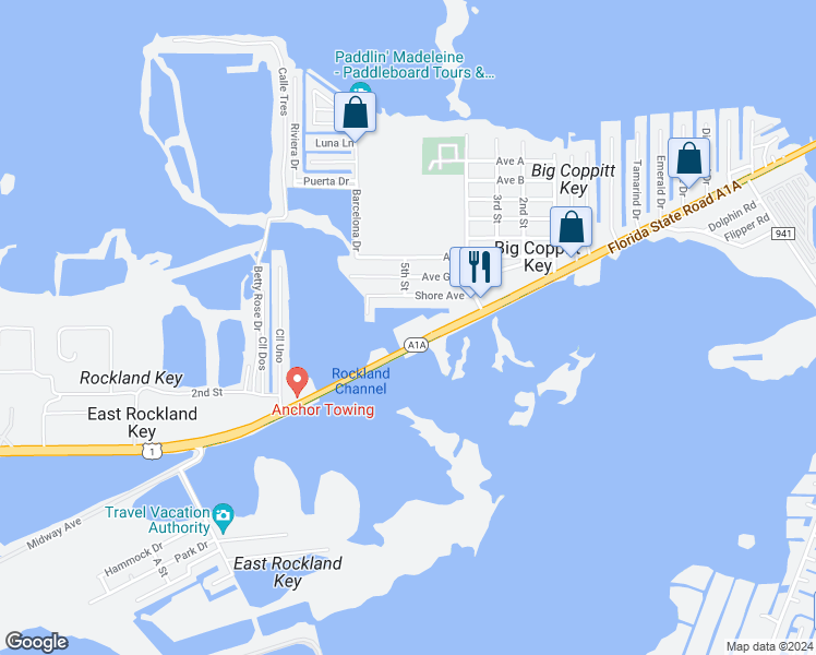 map of restaurants, bars, coffee shops, grocery stores, and more near 1000 Coppitt Road in Key West