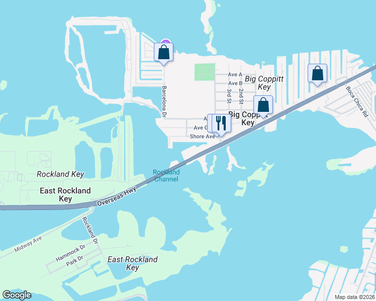 map of restaurants, bars, coffee shops, grocery stores, and more near 1000 Coppitt Road in Key West