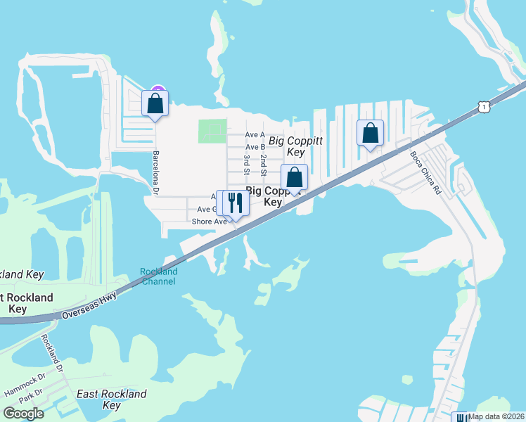 map of restaurants, bars, coffee shops, grocery stores, and more near 327 Overseas Highway in Key West