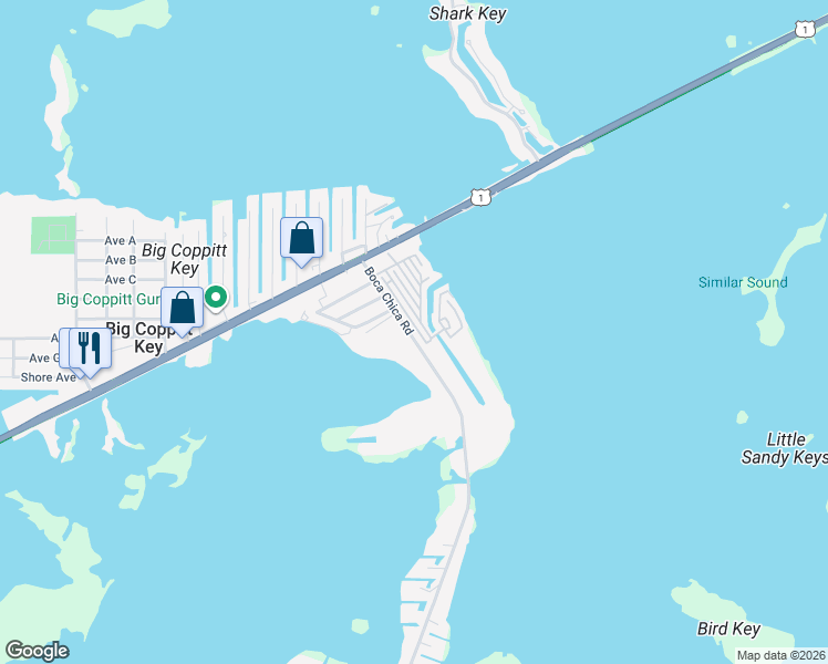 map of restaurants, bars, coffee shops, grocery stores, and more near 99 Boca Chica Rd in Key West