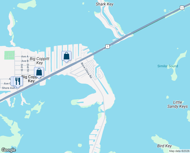 map of restaurants, bars, coffee shops, grocery stores, and more near 99 Boca Chica Rd in Key West