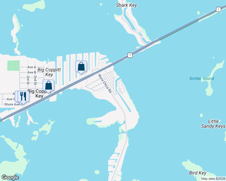 map of restaurants, bars, coffee shops, grocery stores, and more near 99 Boca Chica Rd in Key West