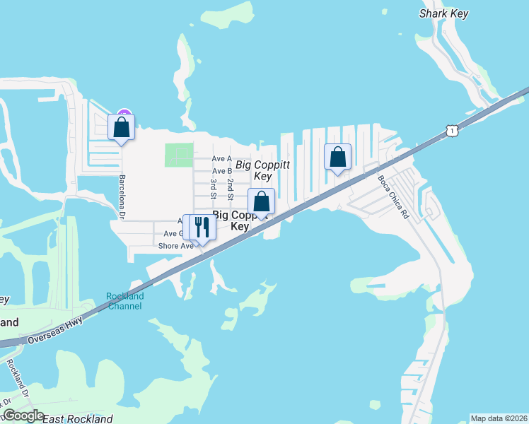 map of restaurants, bars, coffee shops, grocery stores, and more near 8 Ed Swift Road in Naval Air Station Key West