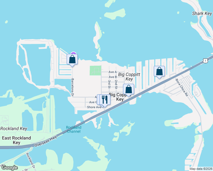 map of restaurants, bars, coffee shops, grocery stores, and more near 410C Avenue C in Key West