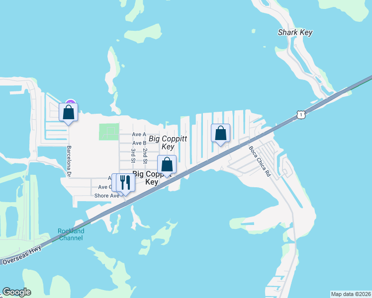 map of restaurants, bars, coffee shops, grocery stores, and more near 57 Palmetto Drive in Key West