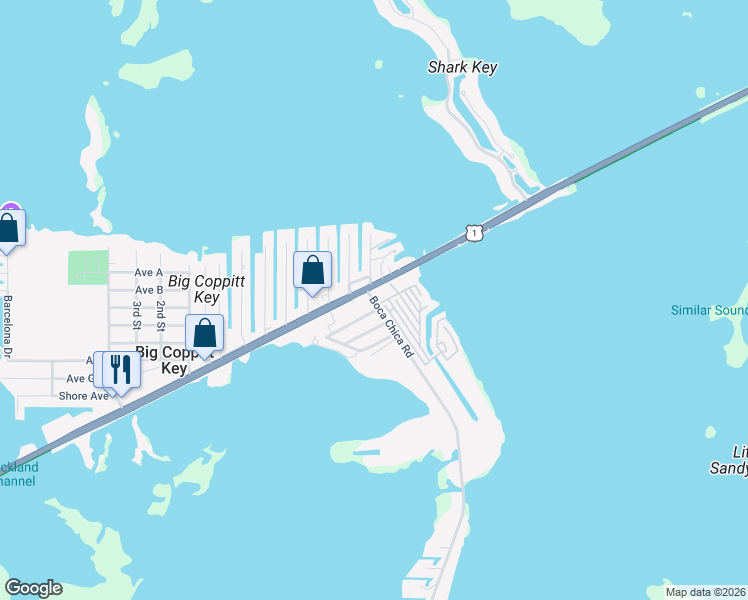 map of restaurants, bars, coffee shops, grocery stores, and more near 403 Boca Chica Road in Key West