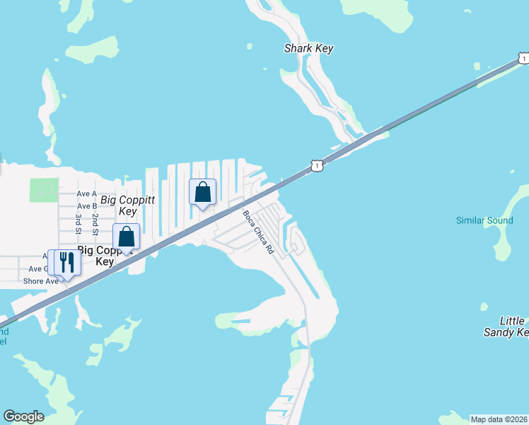 map of restaurants, bars, coffee shops, grocery stores, and more near 7 Dolphin Road in Key West
