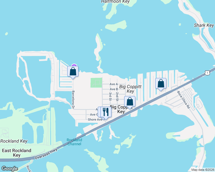map of restaurants, bars, coffee shops, grocery stores, and more near 801 3rd Street in Key West