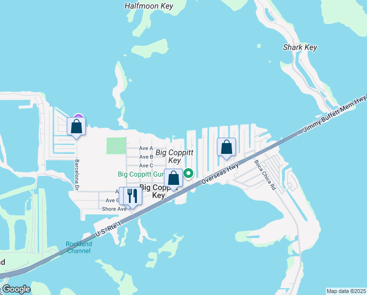 map of restaurants, bars, coffee shops, grocery stores, and more near in Big Coppitt Key