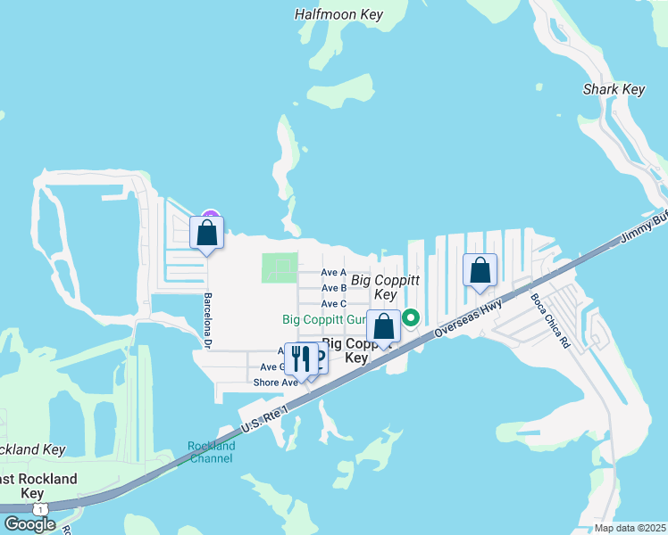 map of restaurants, bars, coffee shops, grocery stores, and more near 801 3rd Street in Key West
