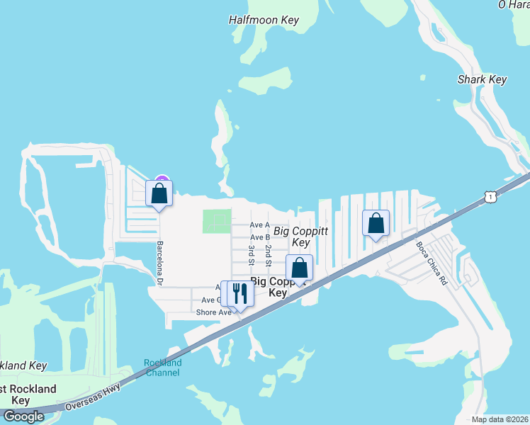 map of restaurants, bars, coffee shops, grocery stores, and more near 801 3rd Street in Key West