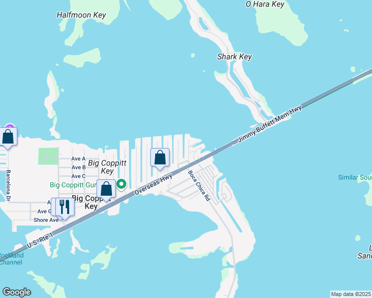 map of restaurants, bars, coffee shops, grocery stores, and more near 1 Aquamarine Drive in Key West
