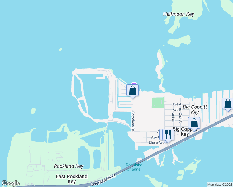 map of restaurants, bars, coffee shops, grocery stores, and more near 8 Verde Drive in Key West