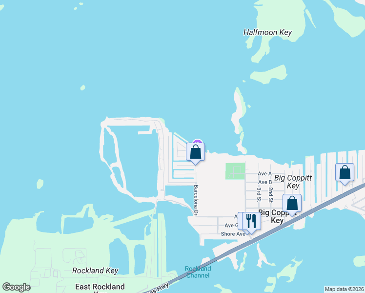 map of restaurants, bars, coffee shops, grocery stores, and more near 8 Verde Drive in Key West