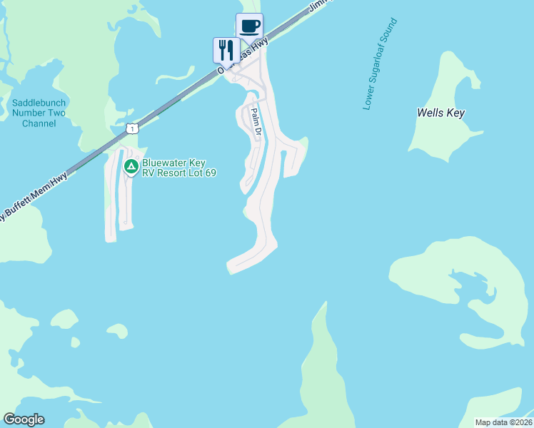 map of restaurants, bars, coffee shops, grocery stores, and more near 70 Bay Drive in Key West