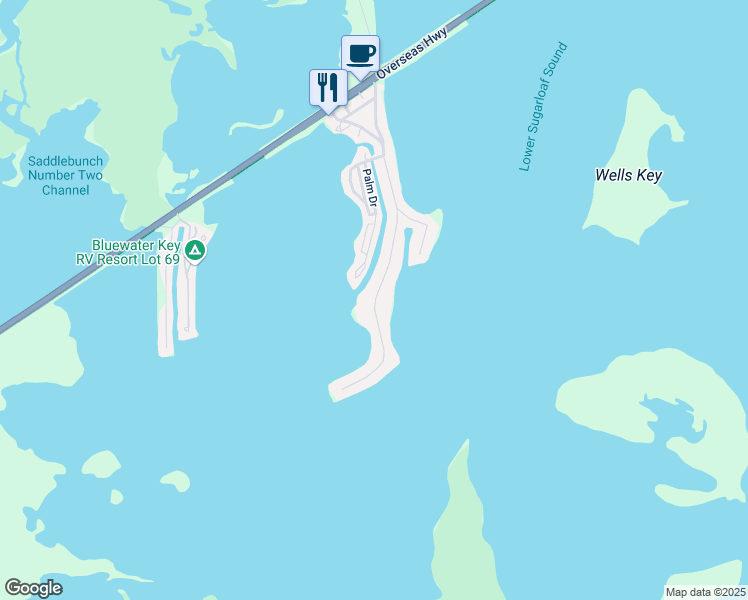map of restaurants, bars, coffee shops, grocery stores, and more near 58A Bay Drive in Key West