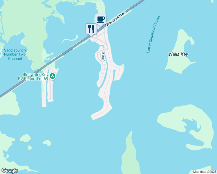 map of restaurants, bars, coffee shops, grocery stores, and more near 58A Bay Drive in Key West