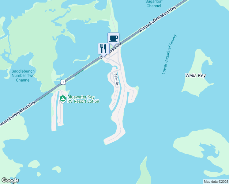 map of restaurants, bars, coffee shops, grocery stores, and more near 52 Beach Drive in Key West