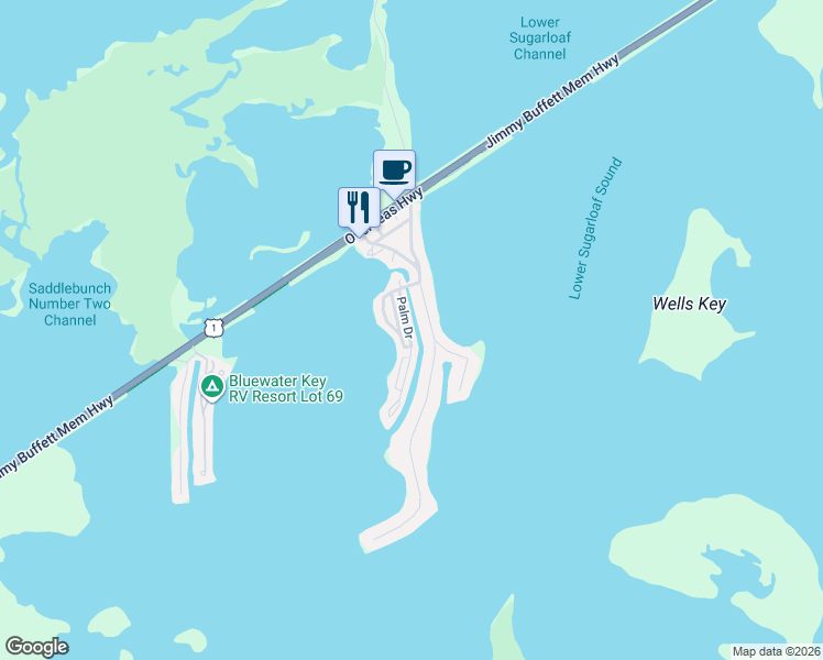 map of restaurants, bars, coffee shops, grocery stores, and more near 31 Palm Drive in Key West