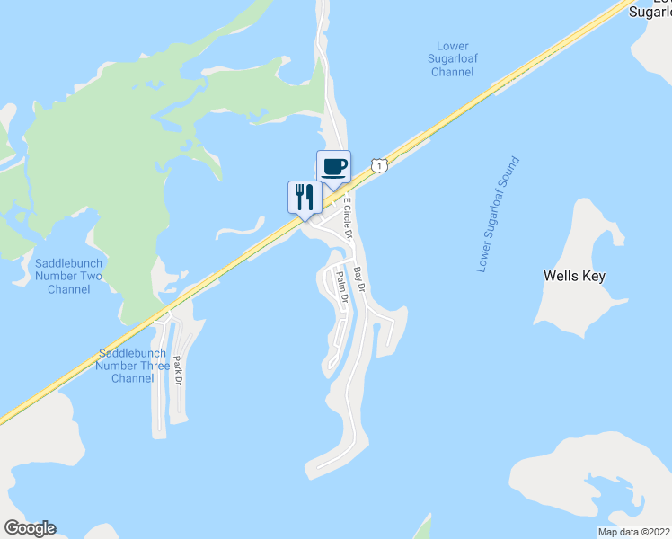 map of restaurants, bars, coffee shops, grocery stores, and more near 17 Palm Drive in Key West