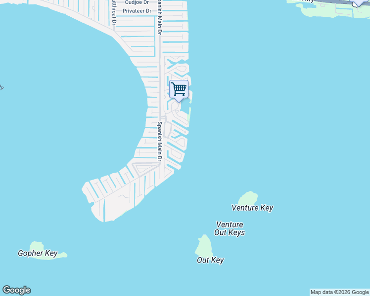 map of restaurants, bars, coffee shops, grocery stores, and more near 701 Spanish Main Drive in Cudjoe Key