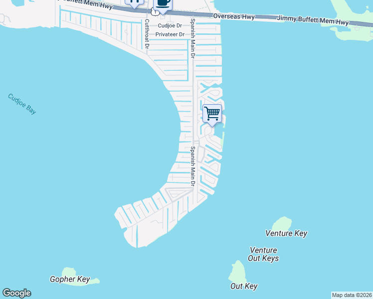 map of restaurants, bars, coffee shops, grocery stores, and more near 22948 Drake Lane in Cudjoe Key