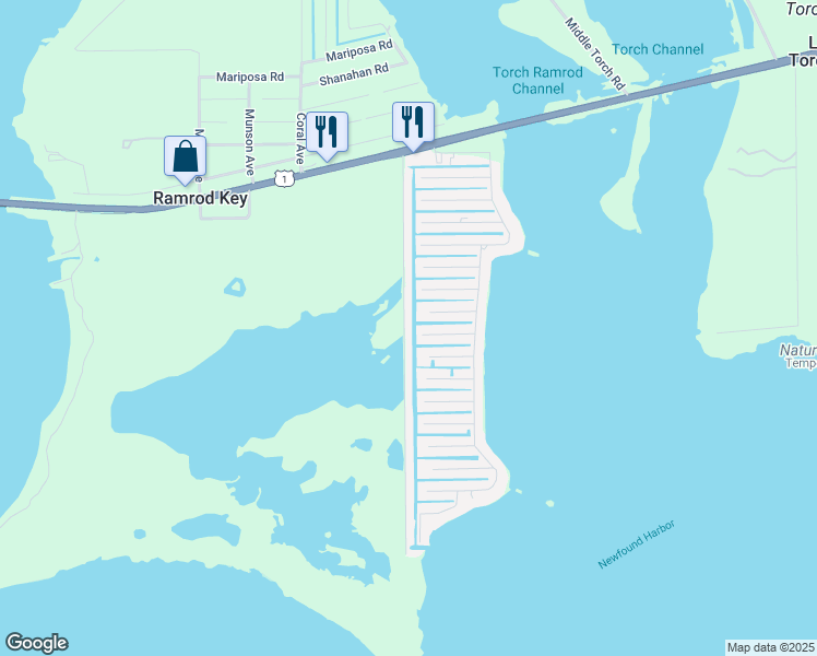 map of restaurants, bars, coffee shops, grocery stores, and more near 27336 Tobago Lane in Ramrod Key