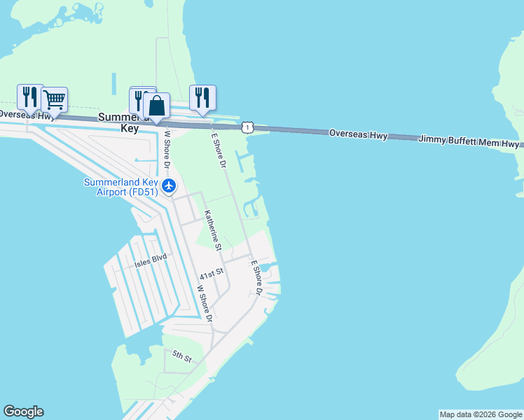 map of restaurants, bars, coffee shops, grocery stores, and more near 321 Avenue D in Summerland Key