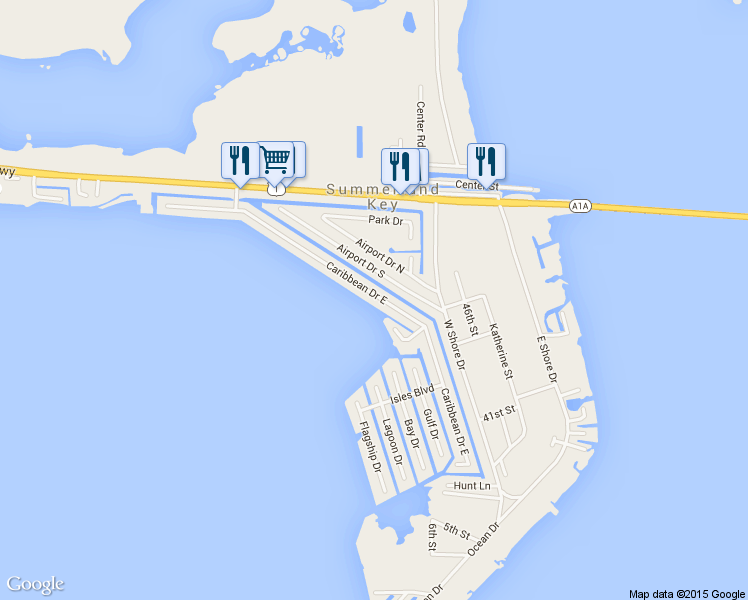 map of restaurants, bars, coffee shops, grocery stores, and more near 536 Caribbean Drive East in Summerland Key