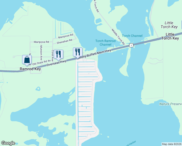 map of restaurants, bars, coffee shops, grocery stores, and more near 27414 Guadaloupe Lane in Ramrod Key