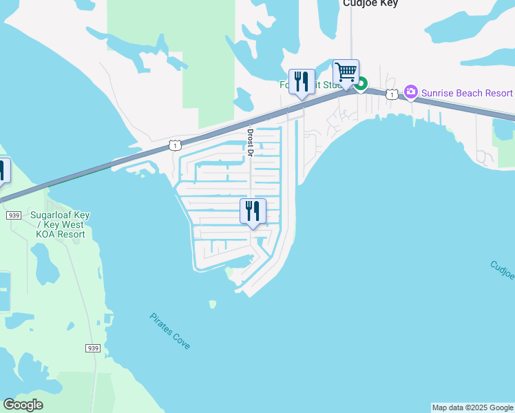 map of restaurants, bars, coffee shops, grocery stores, and more near 21022 6th Avenue in Cudjoe Key