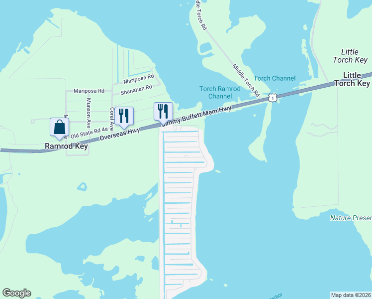 map of restaurants, bars, coffee shops, grocery stores, and more near 27414 Guadaloupe Lane in Ramrod Key