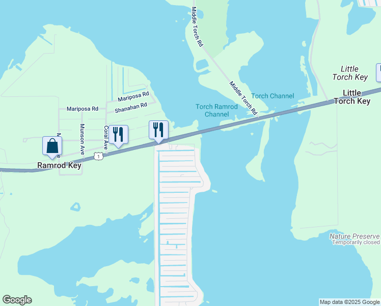 map of restaurants, bars, coffee shops, grocery stores, and more near 71 West Indies Drive in Summerland Key