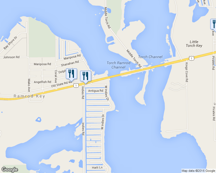 map of restaurants, bars, coffee shops, grocery stores, and more near 71 West Indies Drive in Summerland Key