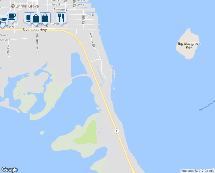 map of restaurants, bars, coffee shops, grocery stores, and more near 31875 Overseas Highway in Big Pine Key