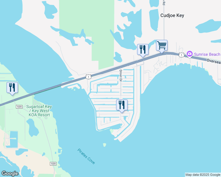 map of restaurants, bars, coffee shops, grocery stores, and more near 20926 4th Avenue West in Cudjoe Key