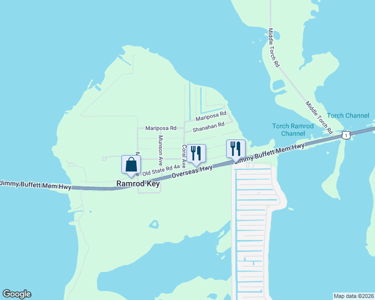map of restaurants, bars, coffee shops, grocery stores, and more near 27007 Angelfish Road in Summerland Key