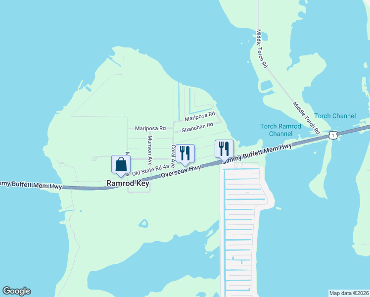 map of restaurants, bars, coffee shops, grocery stores, and more near 27007 Angelfish Road in Summerland Key