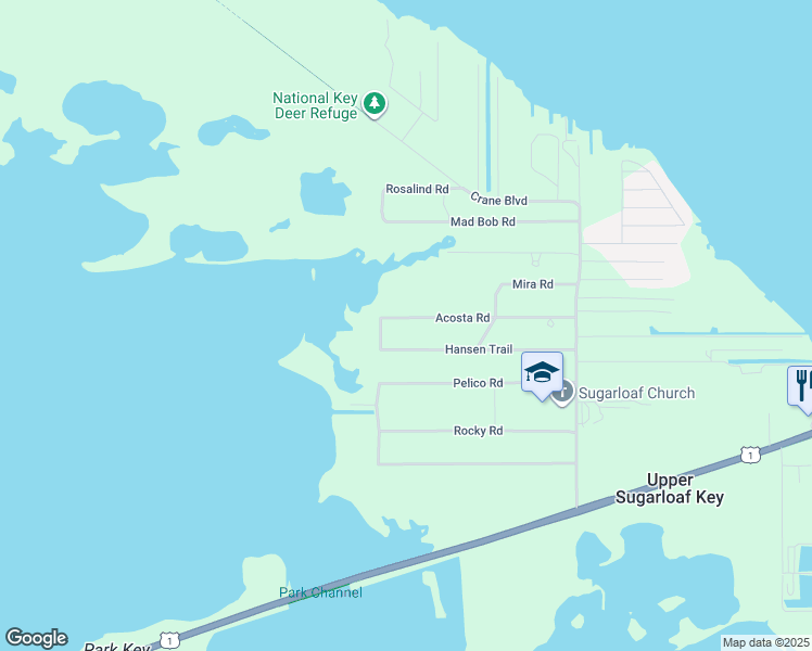 map of restaurants, bars, coffee shops, grocery stores, and more near 18954 Acosta Road in Summerland Key