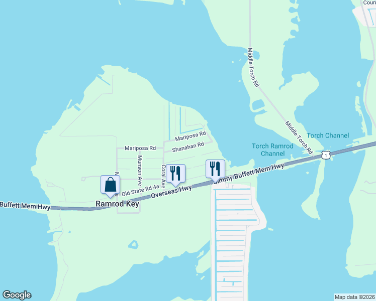 map of restaurants, bars, coffee shops, grocery stores, and more near 27146 Shannahan Road in Summerland Key