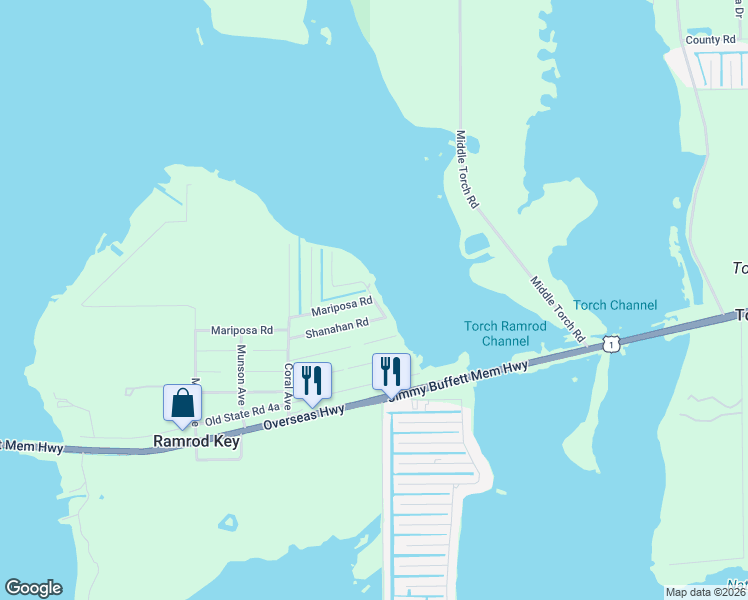 map of restaurants, bars, coffee shops, grocery stores, and more near 27200 Mariposa Road in Summerland Key