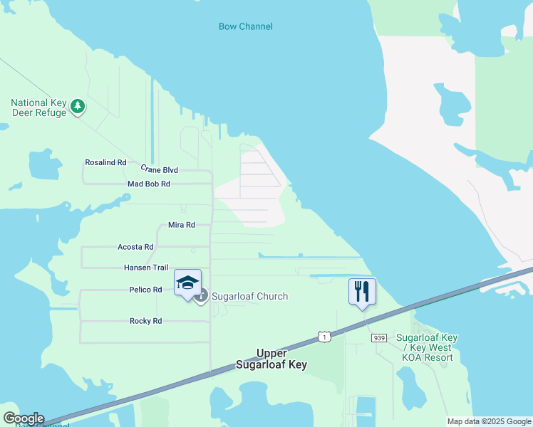 map of restaurants, bars, coffee shops, grocery stores, and more near 19594 Caloosa Street in Summerland Key