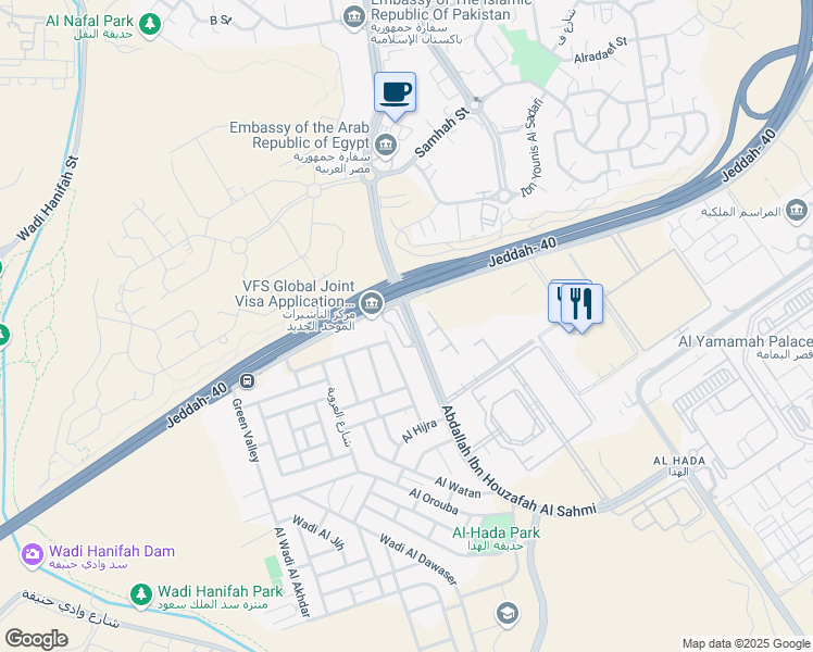 map of restaurants, bars, coffee shops, grocery stores, and more near in Riyadh
