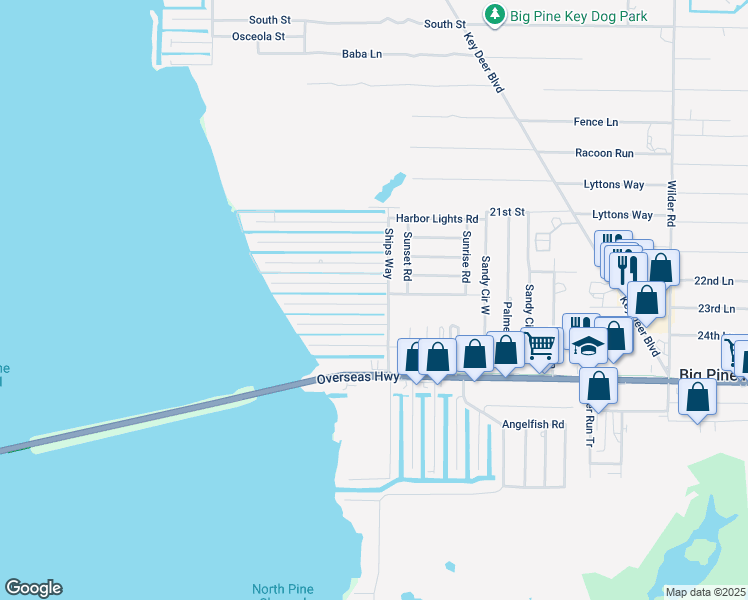map of restaurants, bars, coffee shops, grocery stores, and more near 29675 Flying Cloud Avenue in Big Pine Key