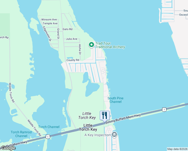map of restaurants, bars, coffee shops, grocery stores, and more near 517 Heck Avenue in Little Torch Key