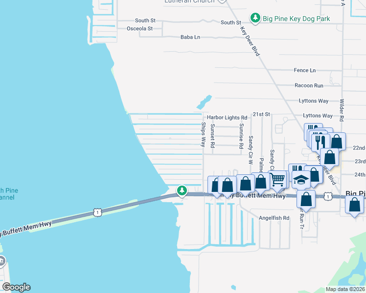 map of restaurants, bars, coffee shops, grocery stores, and more near 29543 Ranger Avenue in Big Pine Key